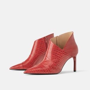 red leopard print ankle boots